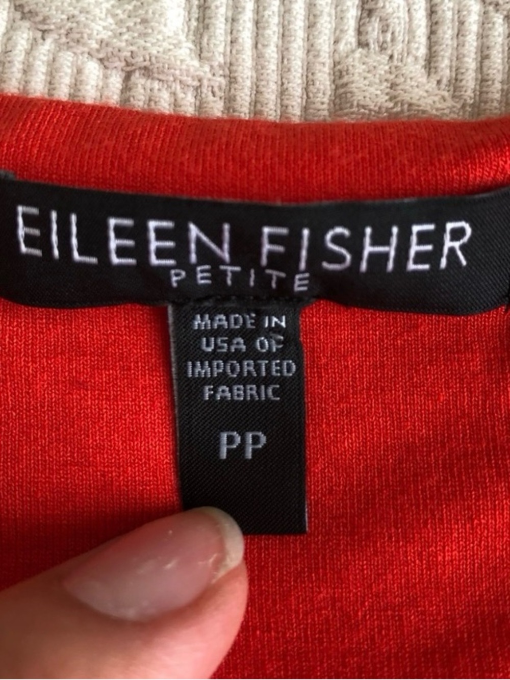 Eileen Fisher Red-Orange Cowl Neck Sleeveless Knee Length Petite Jersey Dress - Picture 3 of 6